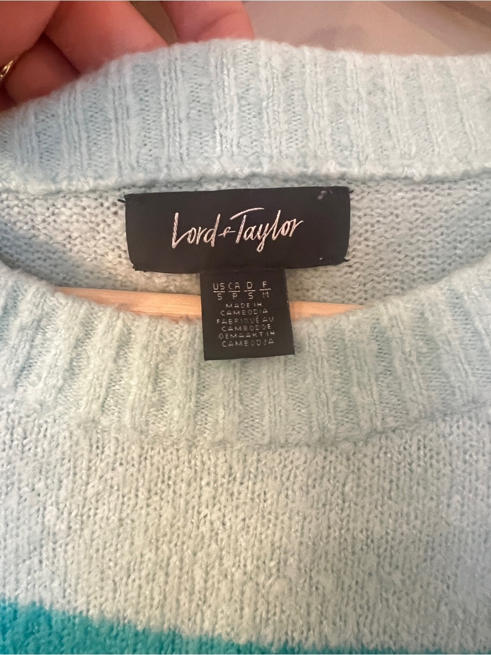 Lord & Taylor Blue Striped Knit Sweater Size Small - Picture 4 of 8